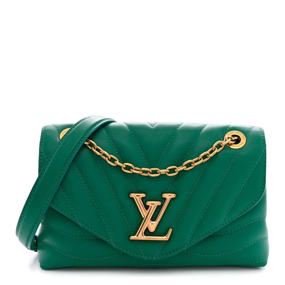 Calfskin New Wave Chain Bag MM NM Emerald