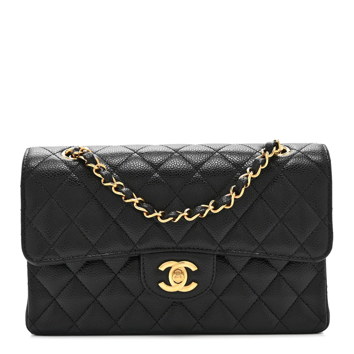 Caviar Quilted Small Double Flap Black