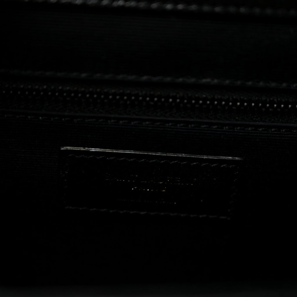 Grain De Poudre Textured Mixed Matelasse Large Triquilt Monogram Monochrome Satchel Black