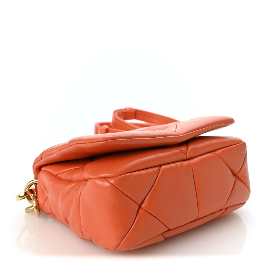 Nappa Metal Quilted Small Patchwork System Flap Bag Arancio