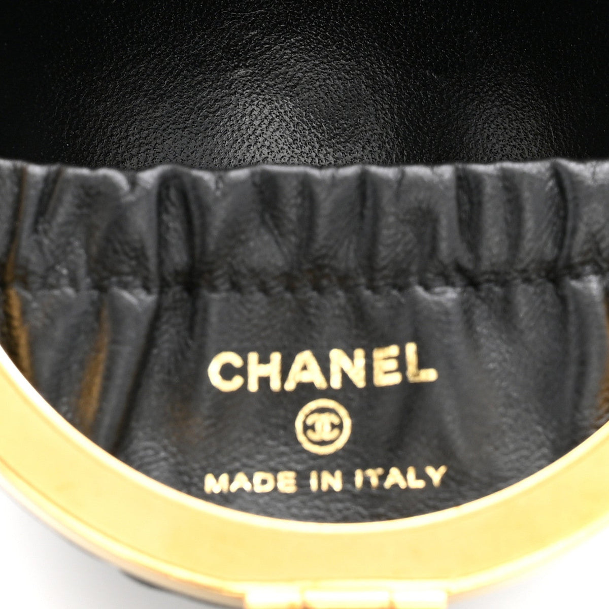Lambskin Quilted Sphere Minaudiere Chain Clutch Black