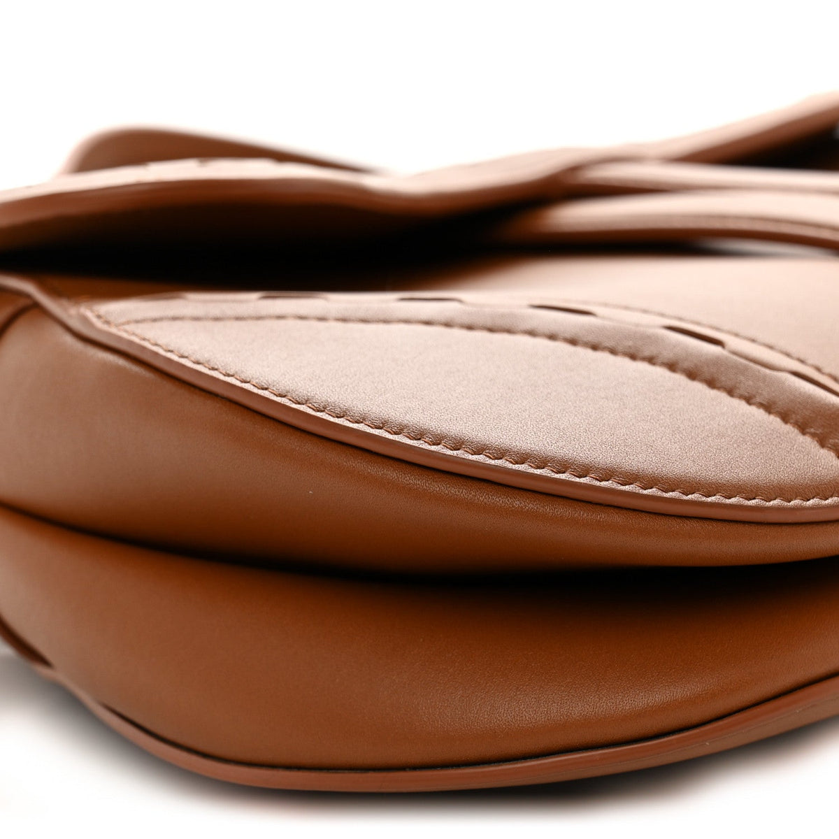 Bobby Calfskin Marquetry Saddle Bag With Strap Marron
