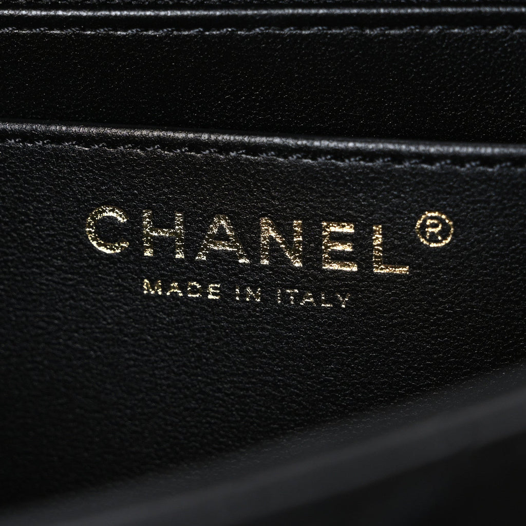 Lambskin Quilted Small Strass On Top Flap Bag Black