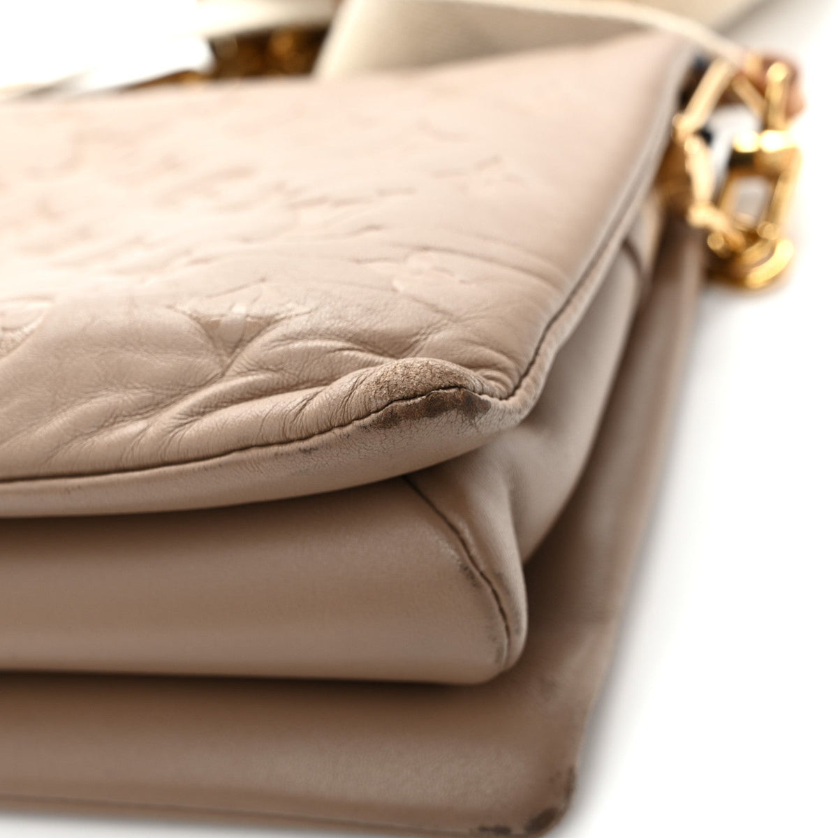 Lambskin Embossed Monogram Coussin PM Taupe