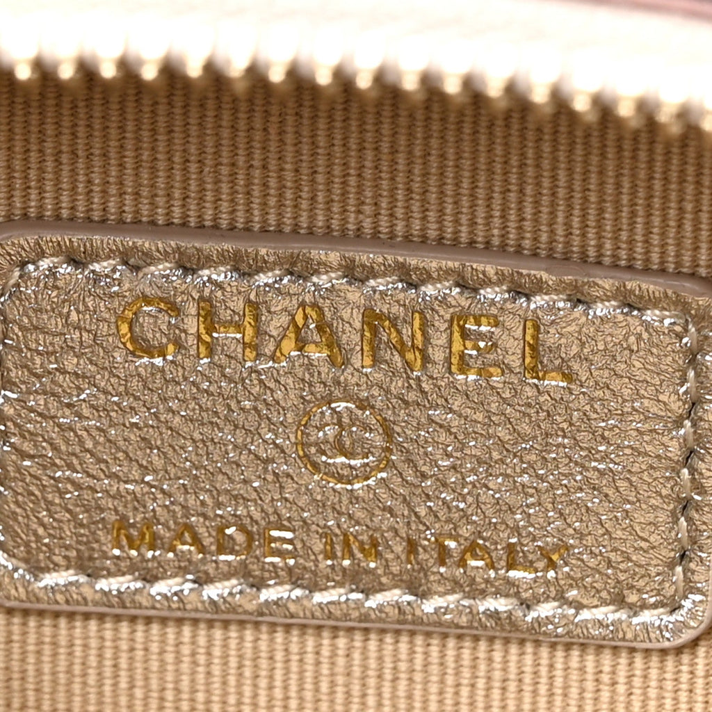 Gradient Metallic Lambskin Quilted Like A Wallet Clutch With Chain Gold Pink