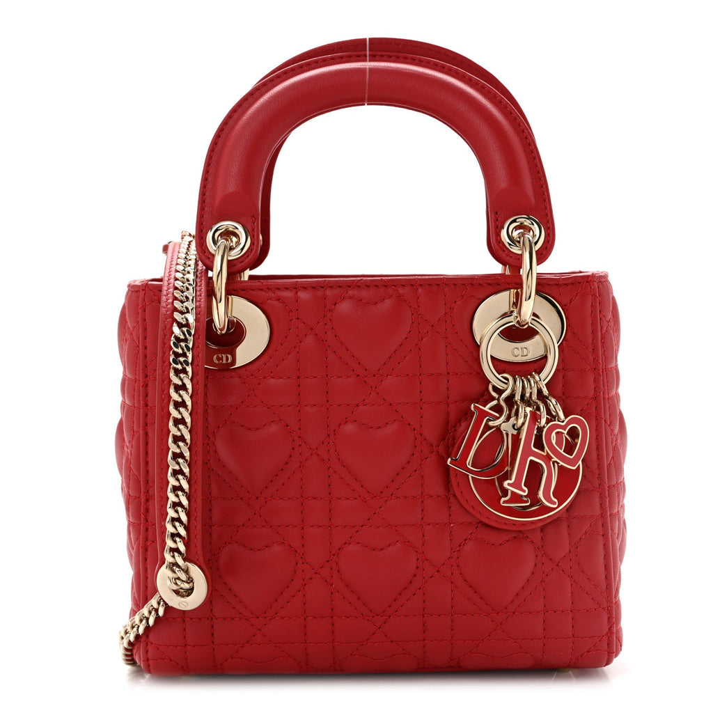 Calfskin Cannage Dioramour Mini Lady Dior Bag Bright Red