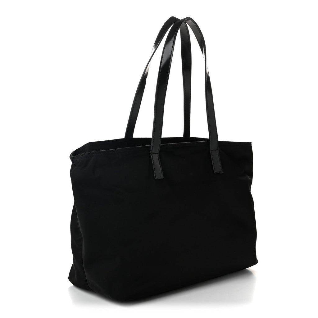 Nylon Front Pockets Tote Black