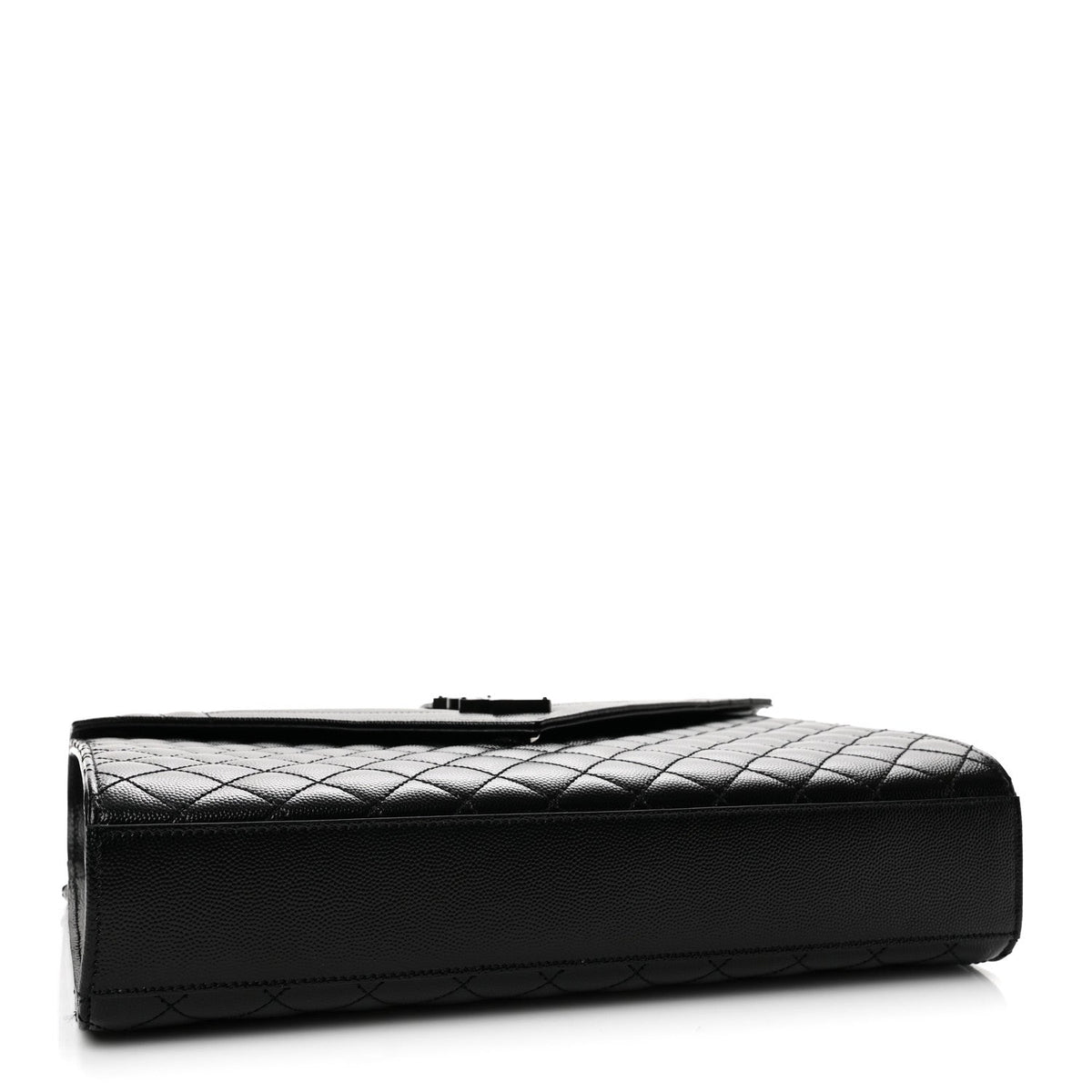 Grain De Poudre Textured Mixed Matelasse Large Triquilt Monogram Monochrome Satchel Black