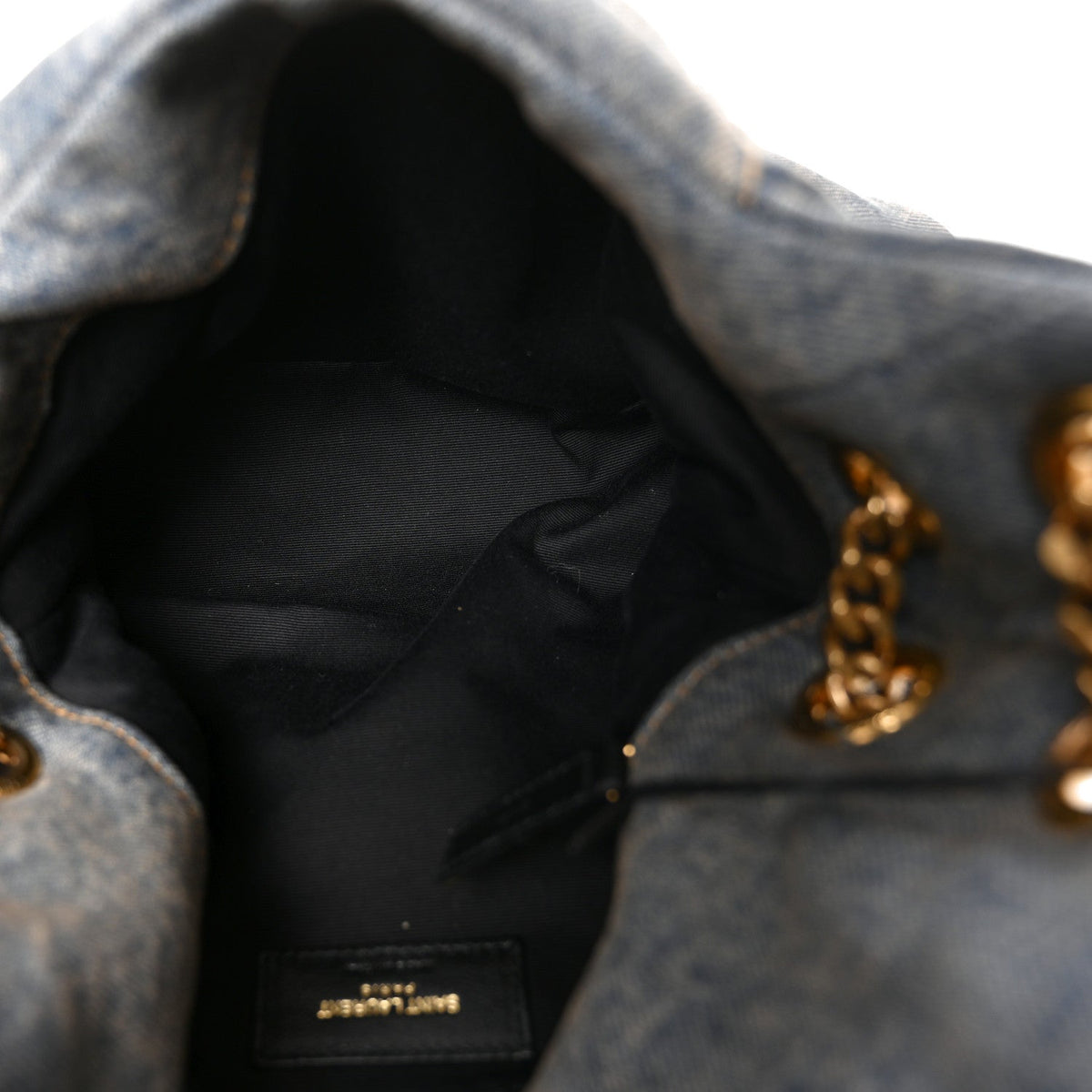 Denim Quilted Small Loulou Puffer Monogram Chain Satchel Blue Cinnamon