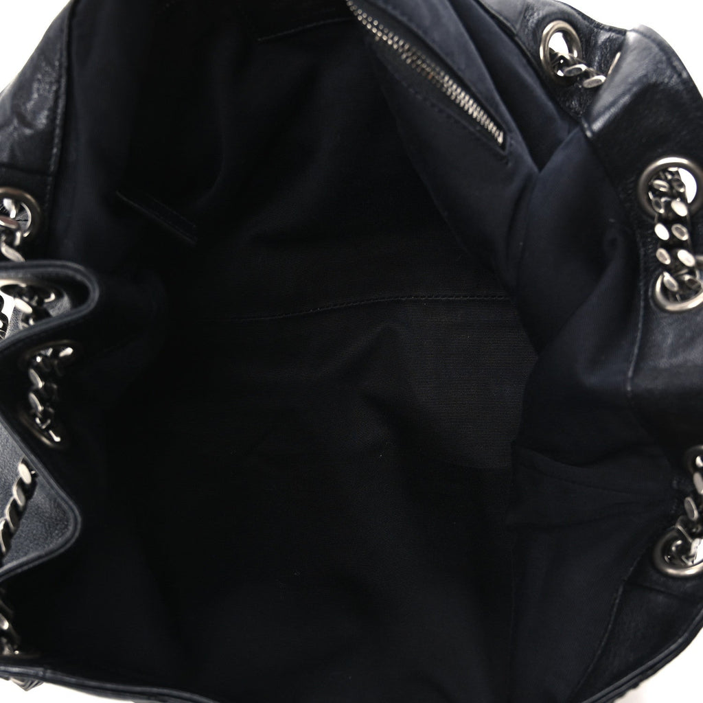 Vintage Lambskin Chevron Monogram Medium Nolita Black