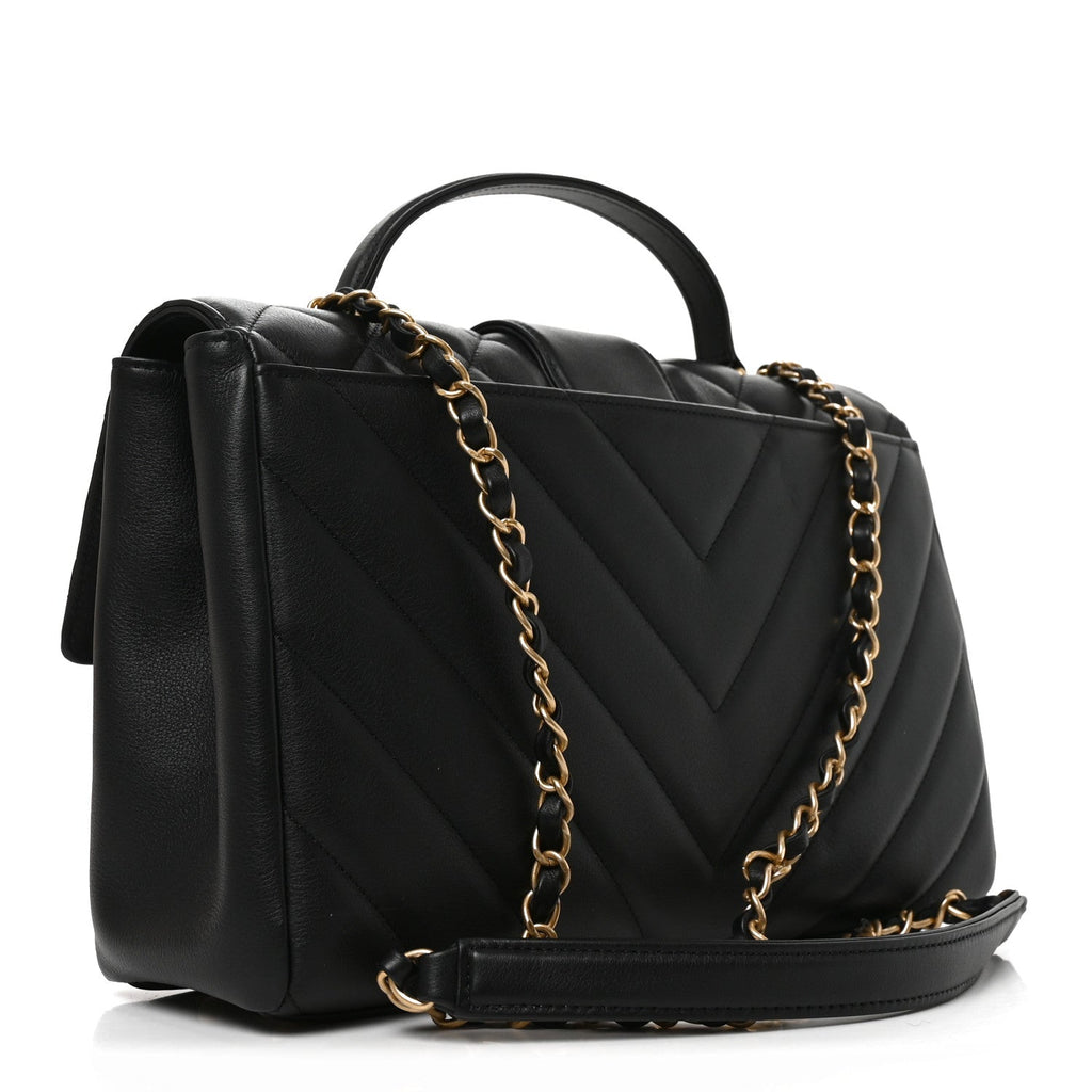 Calfskin Quilted Chevron In The City Bag Black