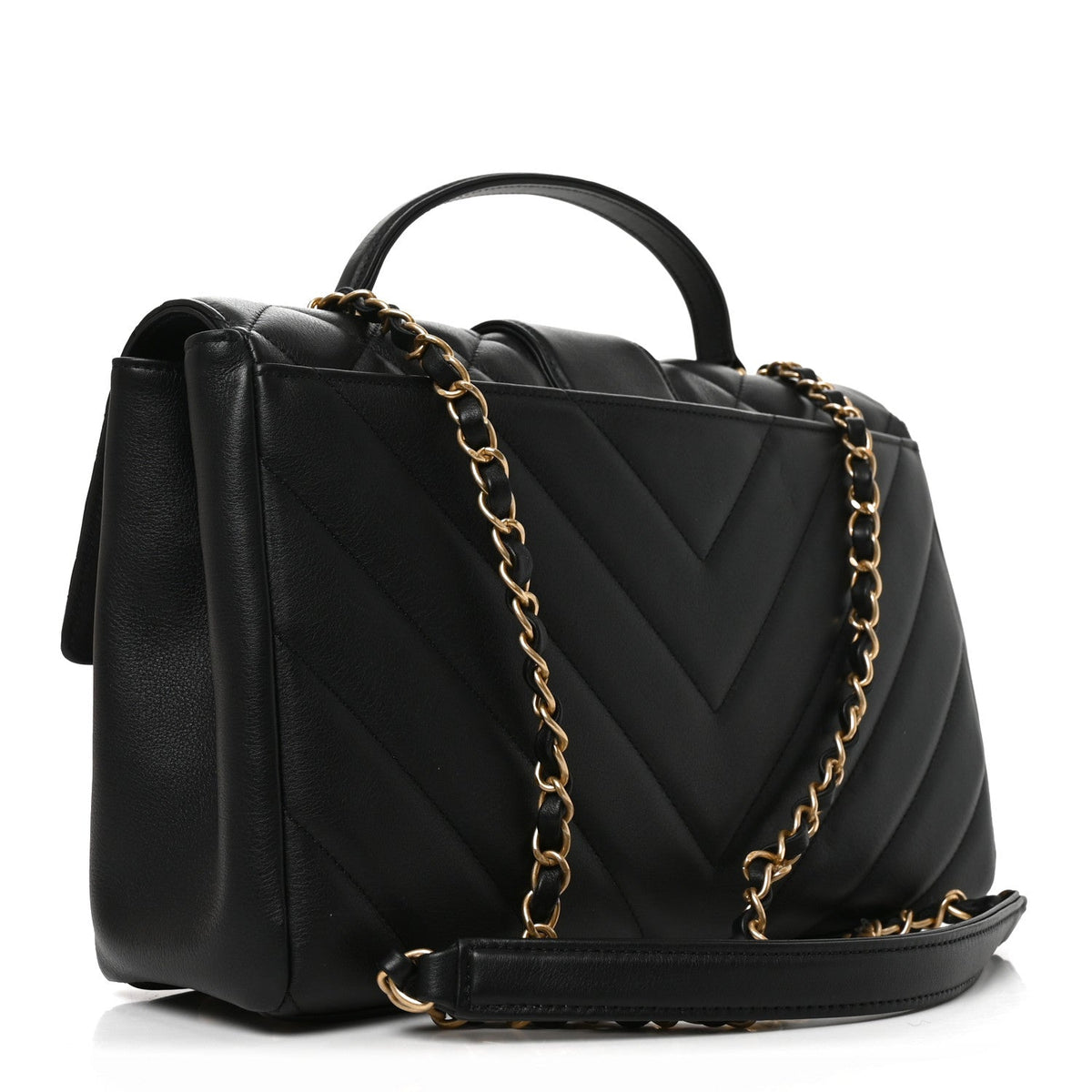 Calfskin Quilted Chevron In The City Bag Black