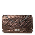 Metallic Aged Calfskin Quilted 2.55 Reissue 227 Flap Dark Brown
