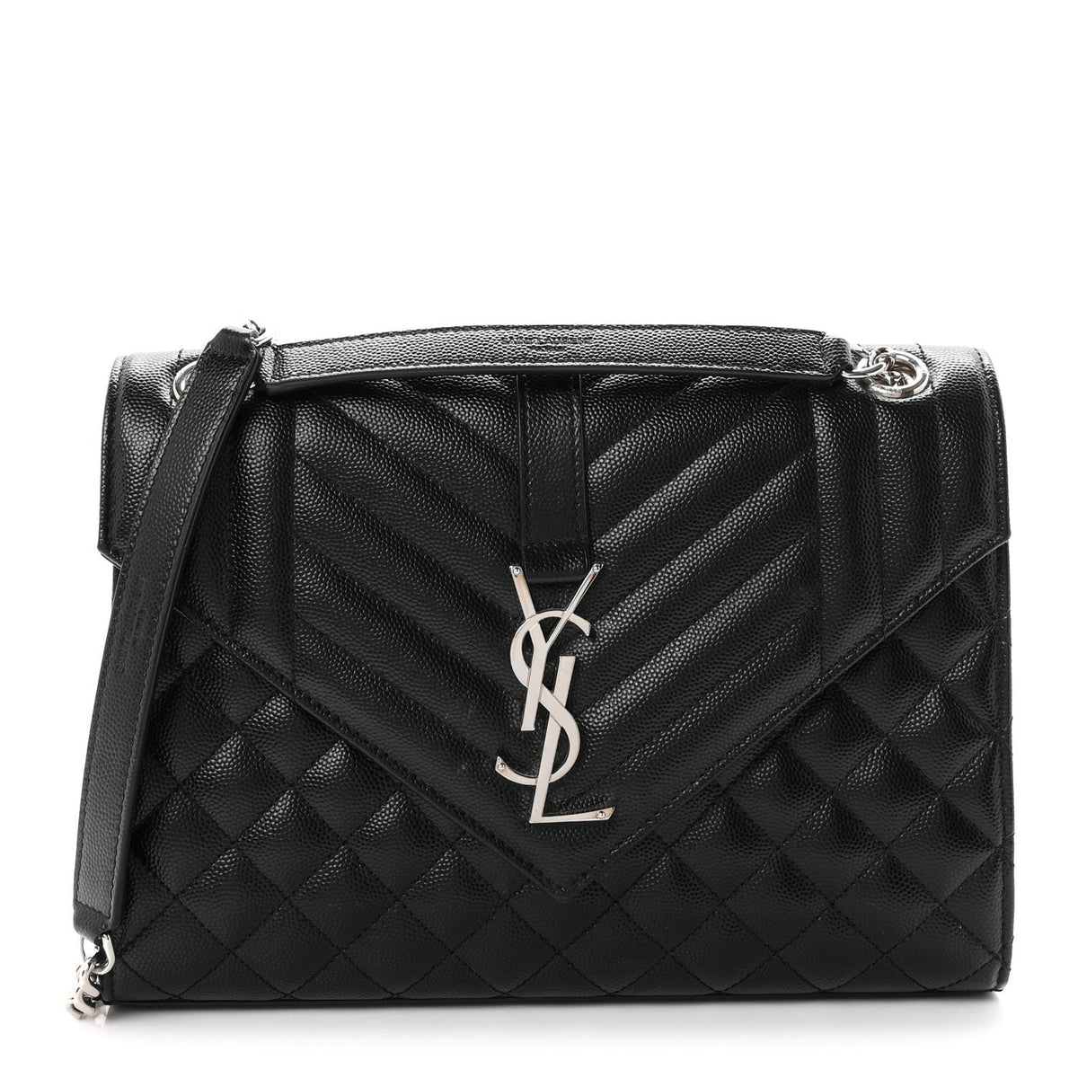 Grain De Poudre Textured Mixed Matelasse Triquilt Medium Monogram Satchel Black