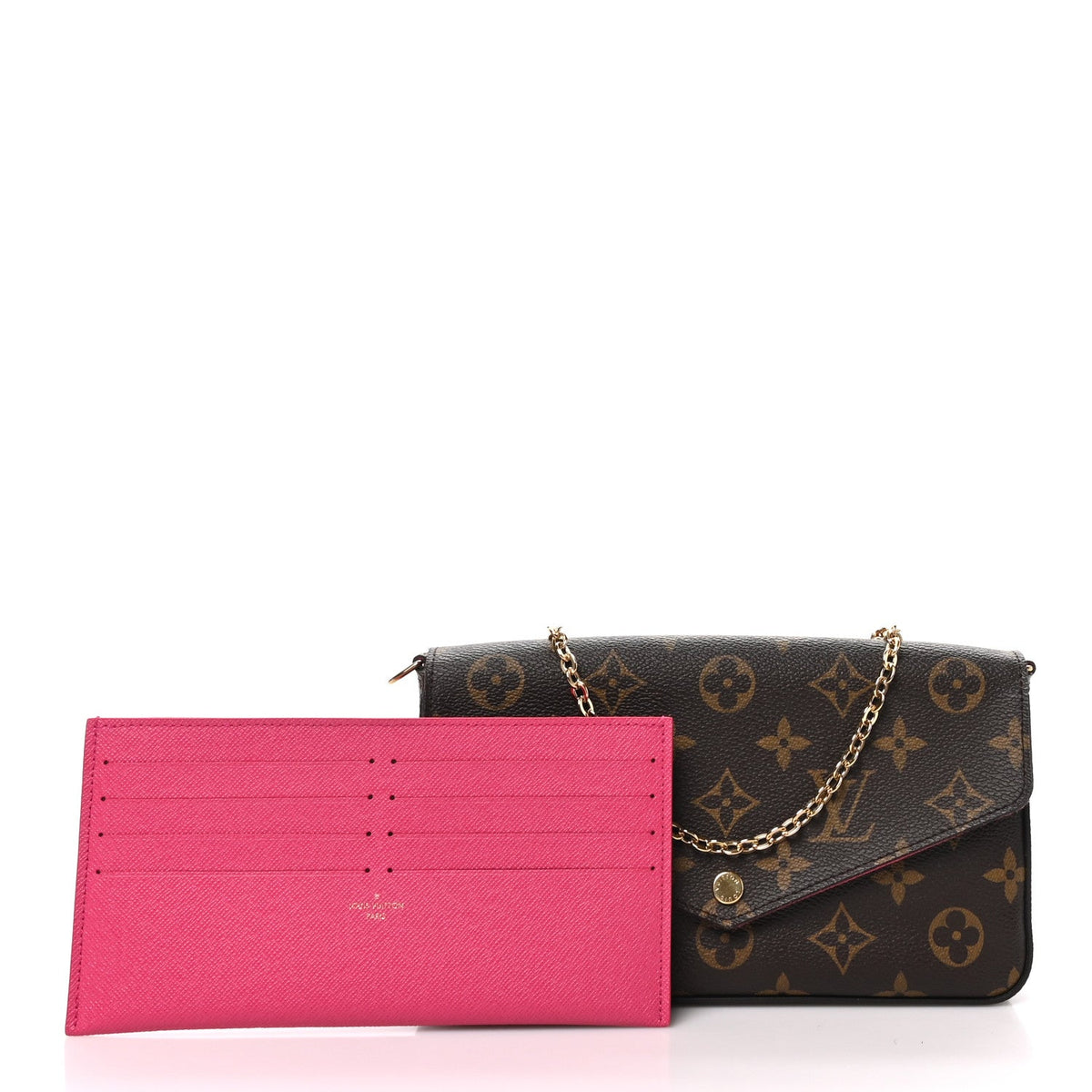Monogram Pochette Felicie Chain Wallet Fuchsia