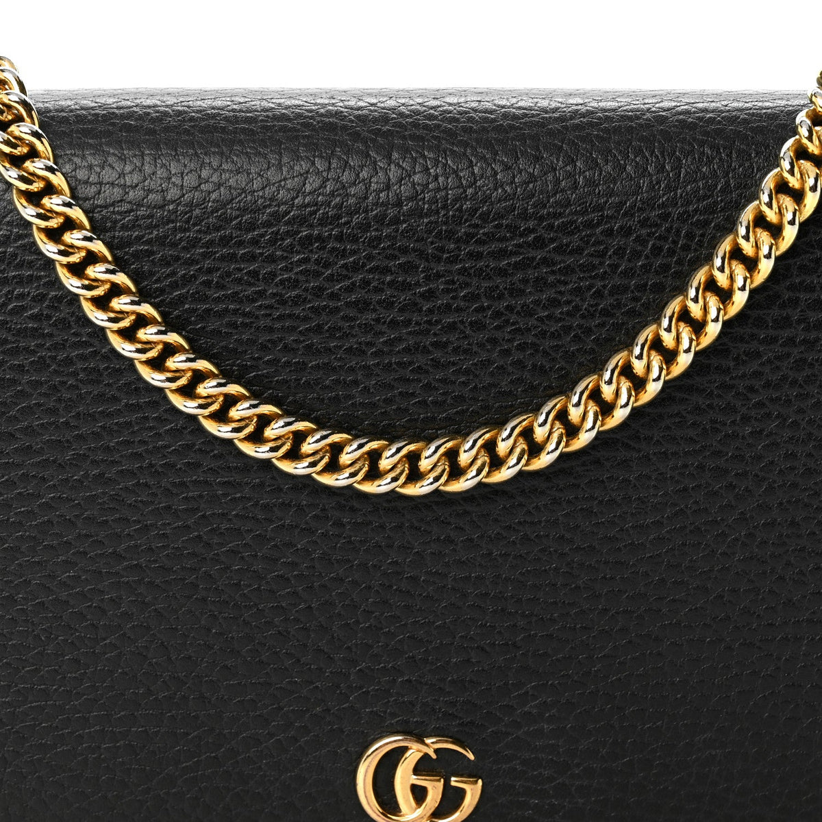 Calfskin Mini GG Marmont Chain Wallet Black