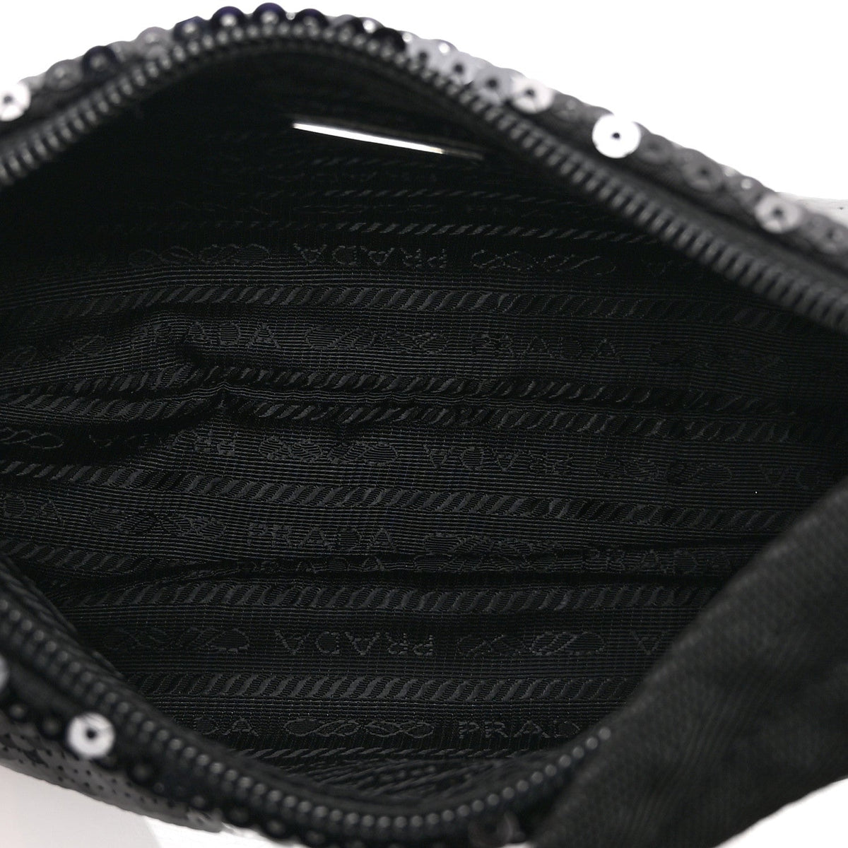 Paillettes Sequin Mini Re-Edition 2000 Bag Black White