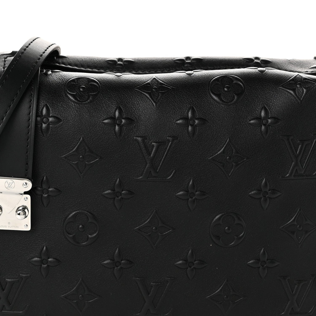 Calfskin Debossed Monogram Side Trunk Black