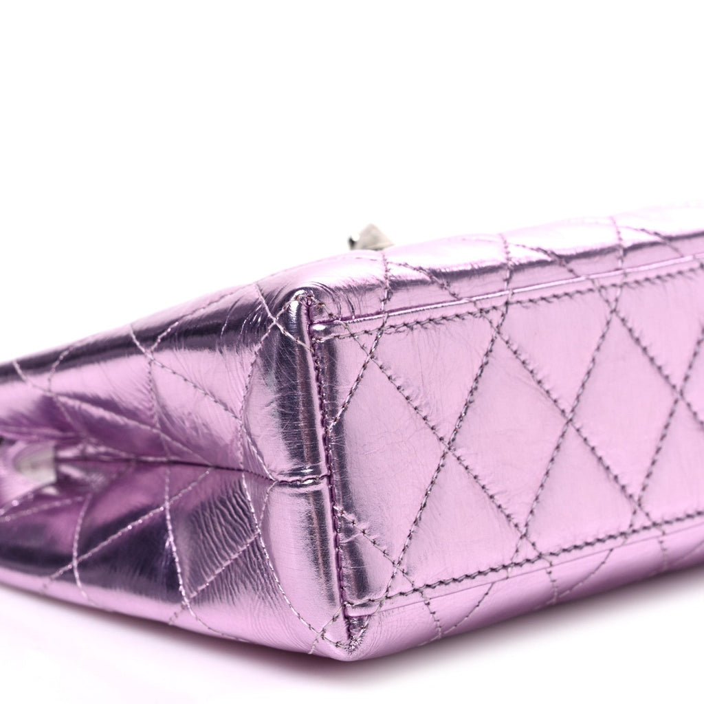 Metallic Aged Calfskin Quilted Nano Kelly Shopper Pink