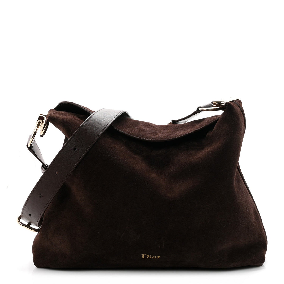 Suede Calfskin Medium Diorly Bag Chocolate