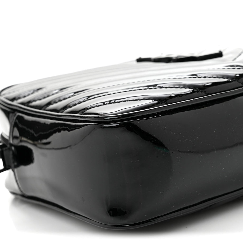 Patent Calfskin Matelasse Monogram Lou Camera Bag Black