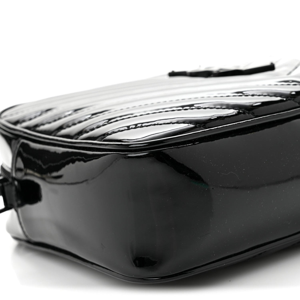 Patent Calfskin Matelasse Monogram Lou Camera Bag Black