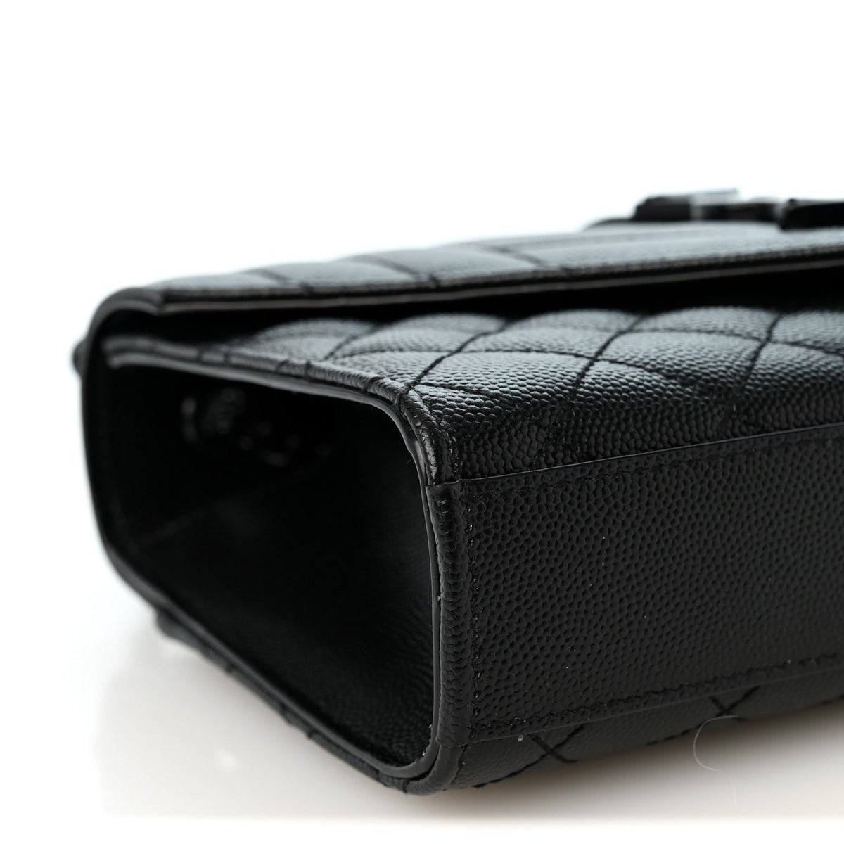 Grain De Poudre Textured Mixed Matelasse Triquilt Small Monogram Monochrome Satchel Black