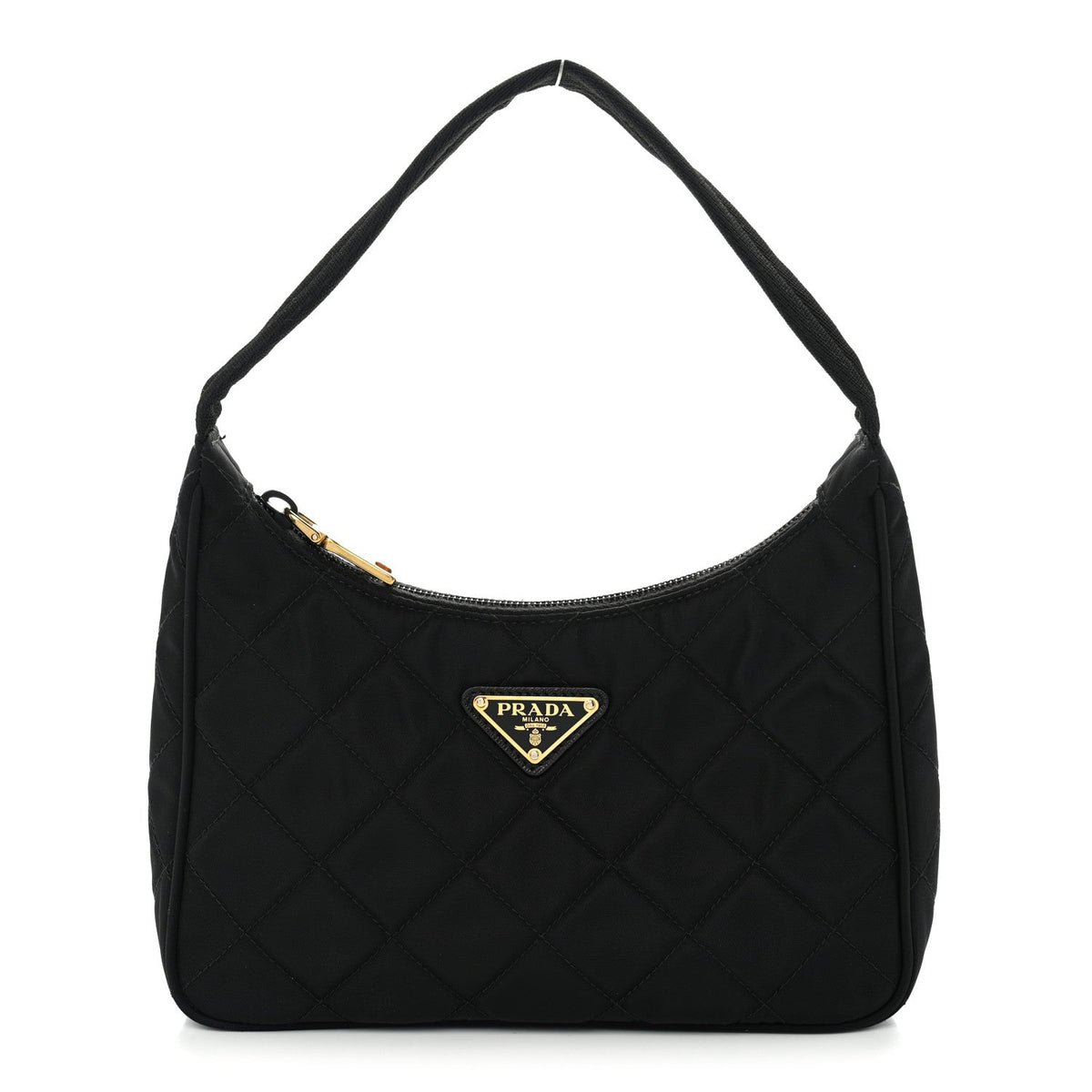 Tessuto Nylon Stitched Shoulder Bag Black