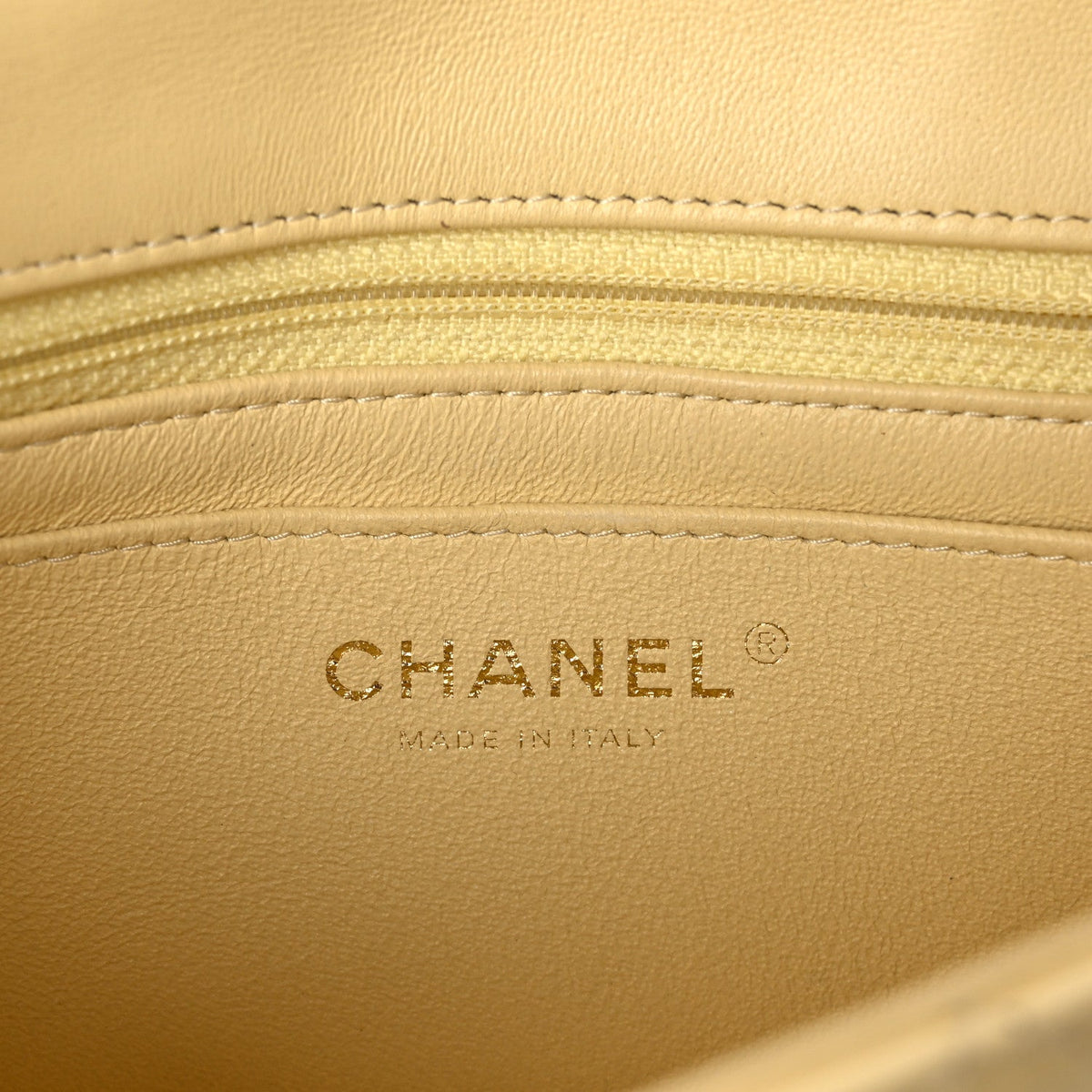 Lambskin Quilted Mini Rectangular Flap Light Yellow