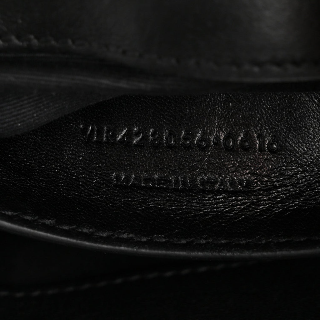 Sheepskin Matelasse Chevron Monogram Medium College Bag Black