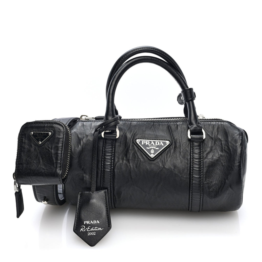 Nappa Antique Re-Edition 2002 Barrel Shoulder Bag Black