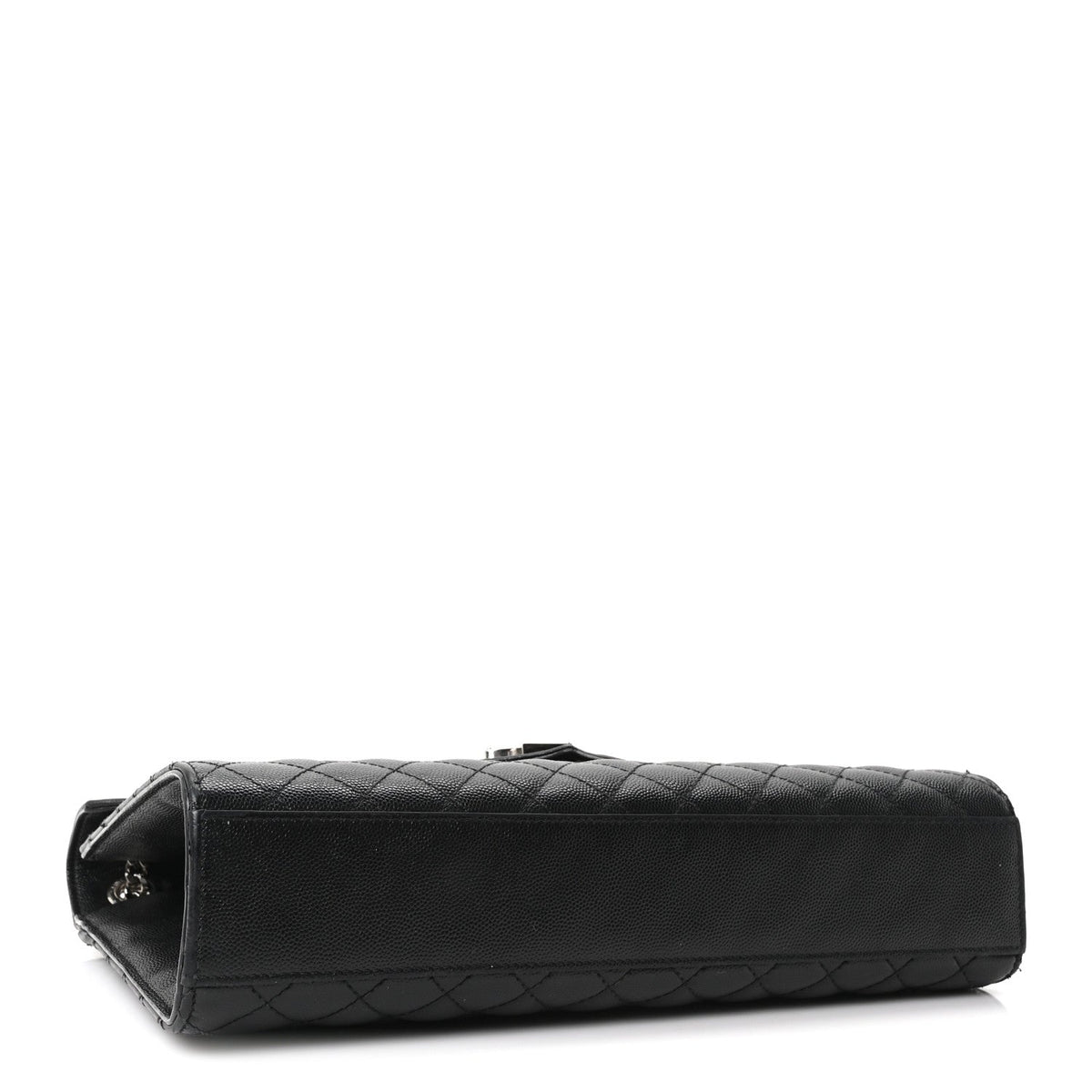 Grain De Poudre Textured Mixed Matelasse Large Triquilt Monogram Satchel Black