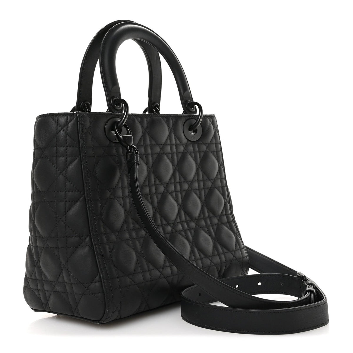 Ultra Matte Calfskin Cannage Medium Lady Dior Black