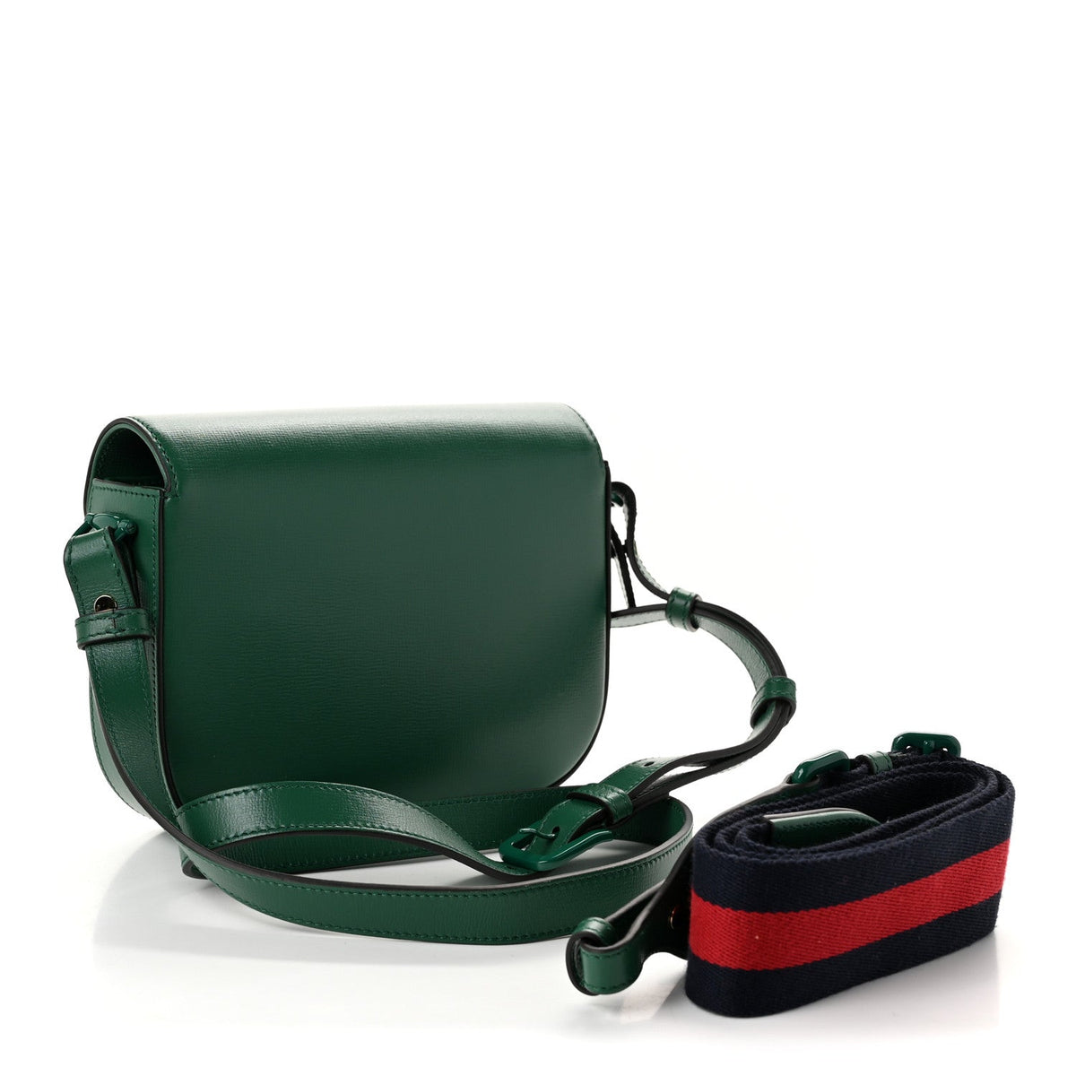 Azalea Calfskin Web Monochrome Horsebit 1955 Shoulder Bag Emerald