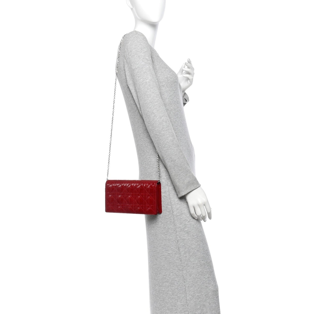 Patent Cannage Lady Dior Clutch Red