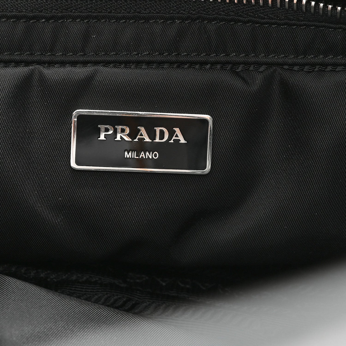 Re-Nylon Nappa Triangle Quilted Padded Small Double Handled Zip Tote Black