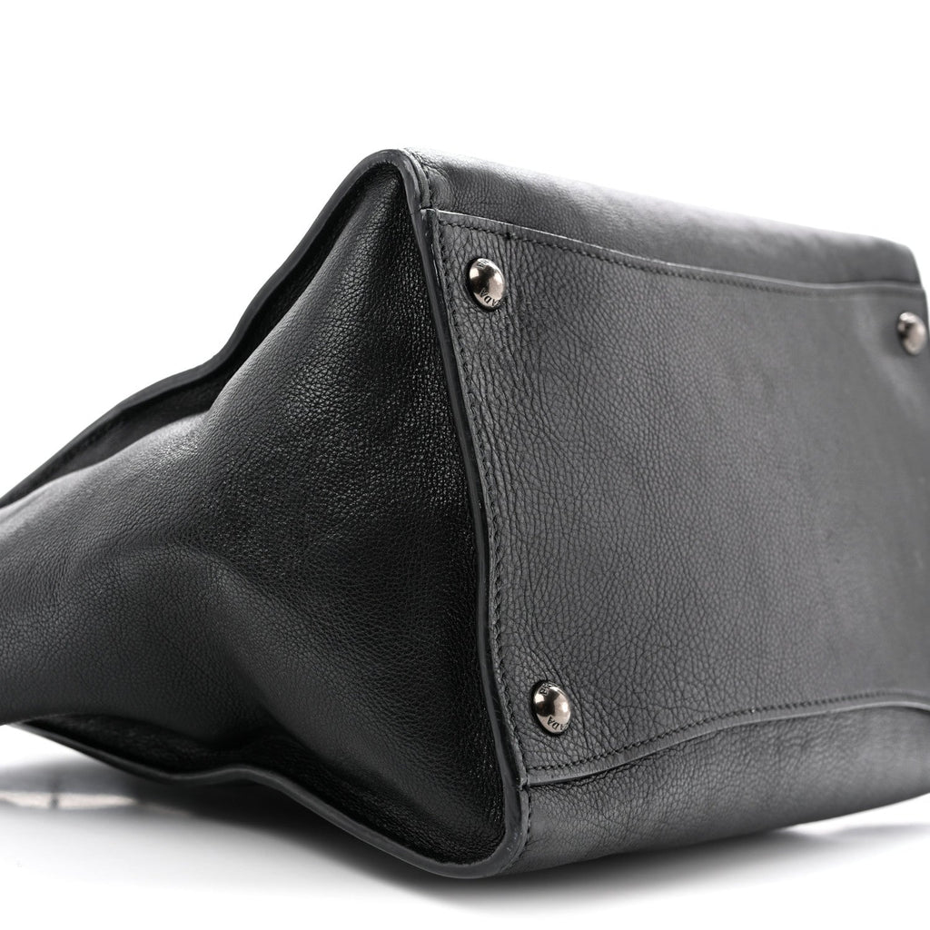 Glace Calf Twin Pocket Tote Black