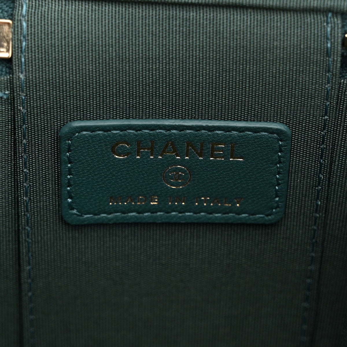 Lambskin Quilted Top Handle Mini Vanity Case With Chain Green