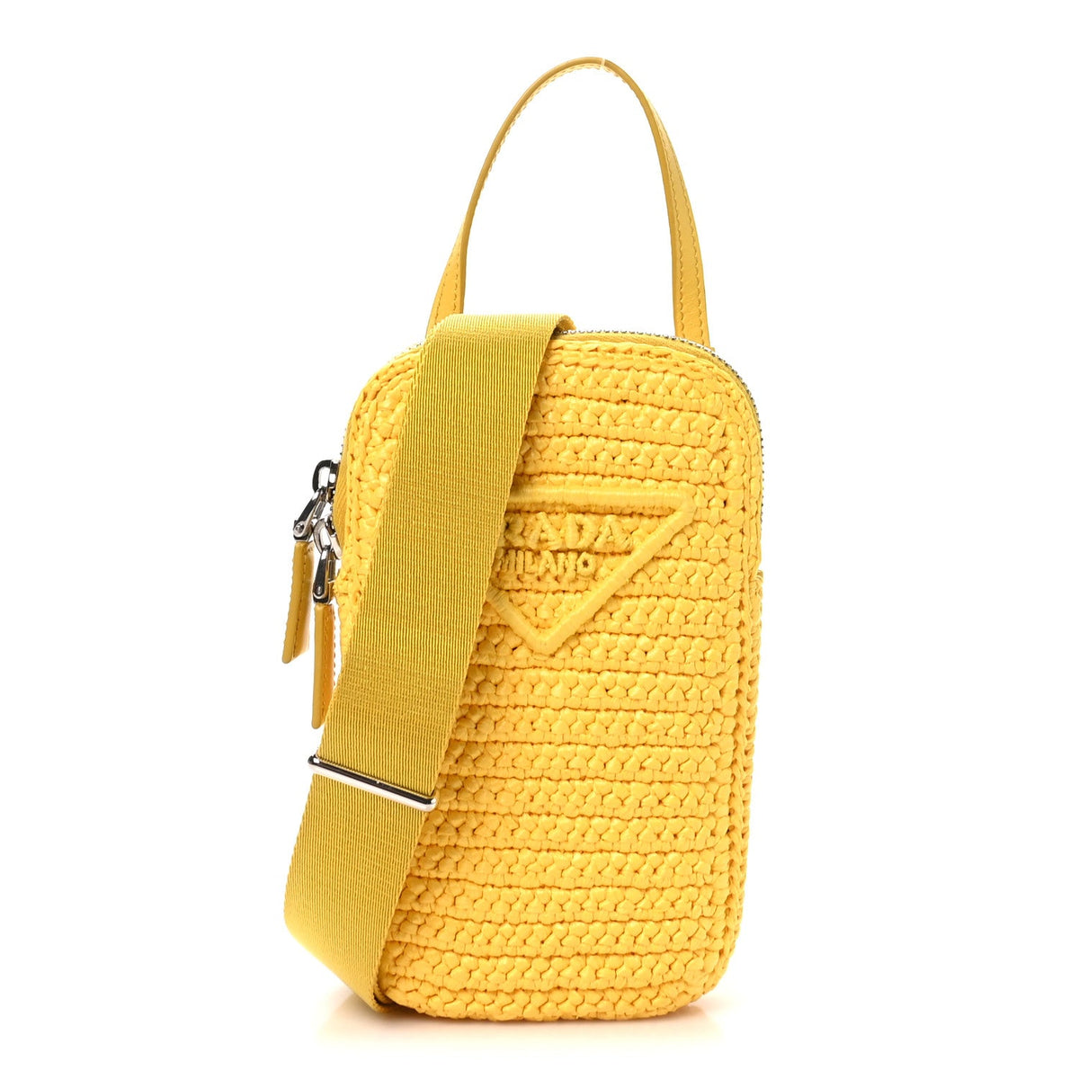 Yarn Raffia Effect Crochet Mini Crossbody Bag Giallo