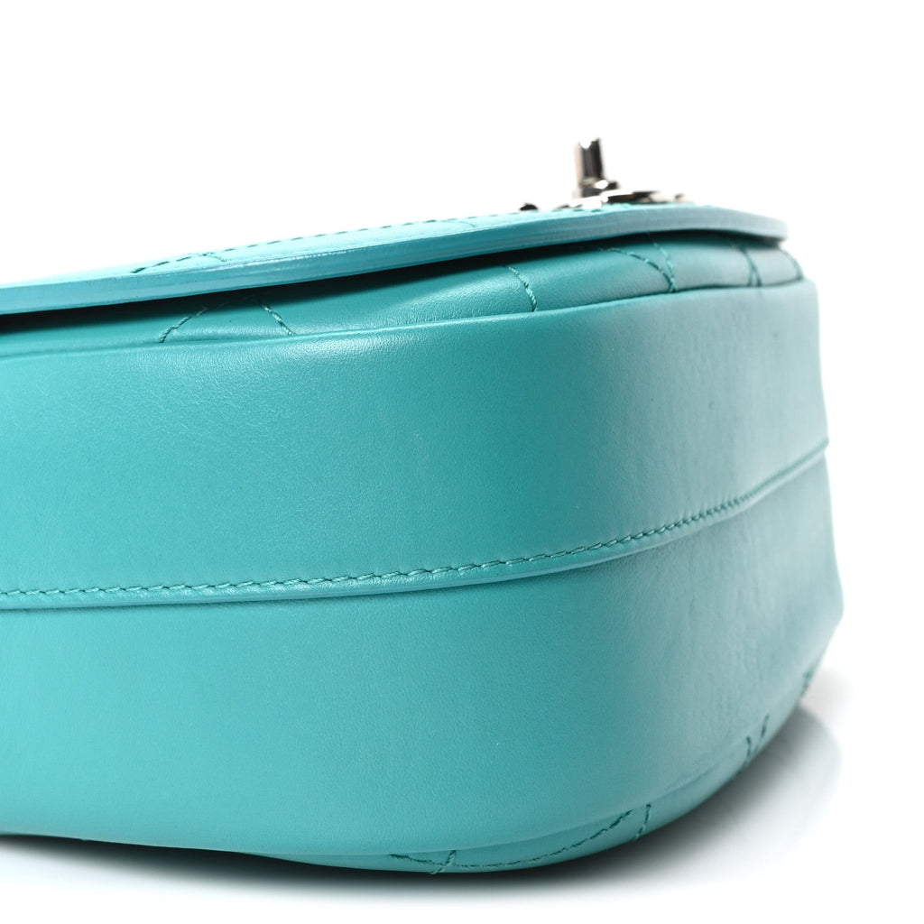 Calfskin Stitched Small Ring My Bag Flap Crossbody Turquoise