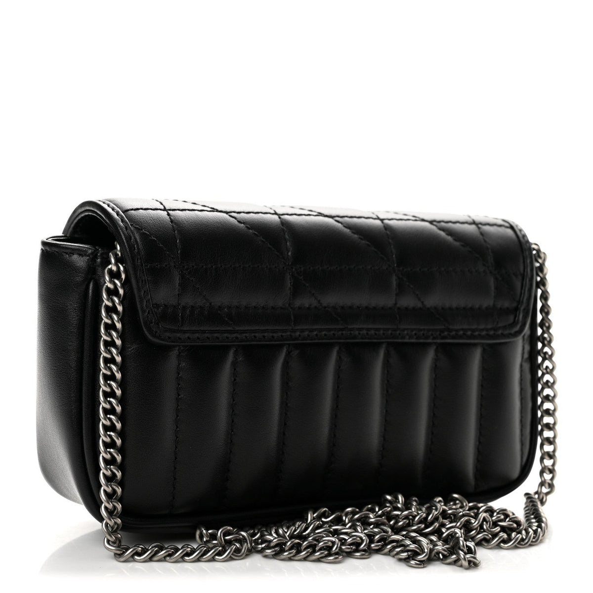 Calfskin Matelasse Aria Super Mini GG Marmont Shoulder Bag Black