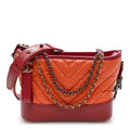 Aged Calfskin Chevron Quilted Small Gabrielle Hobo Dark Red Orange