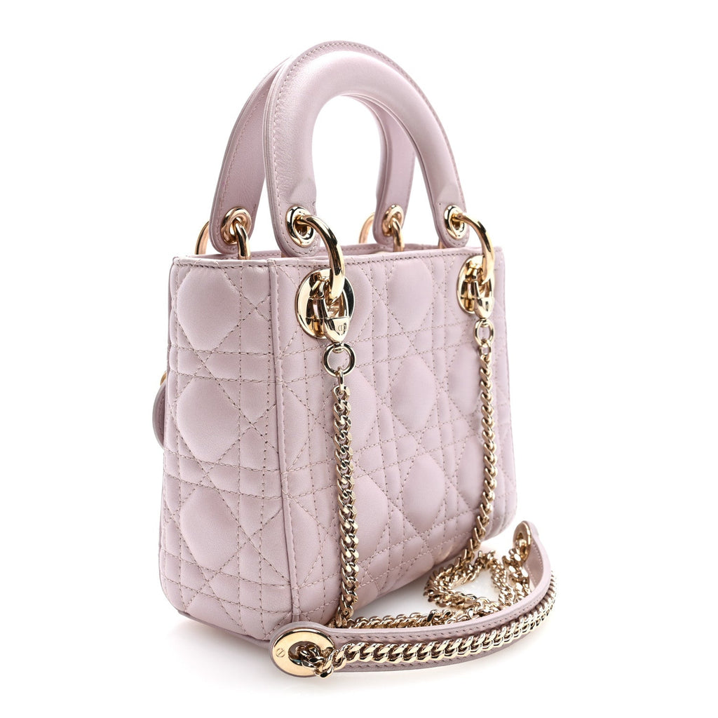 Lambskin Cannage Mini Lady Dior Powder Pink