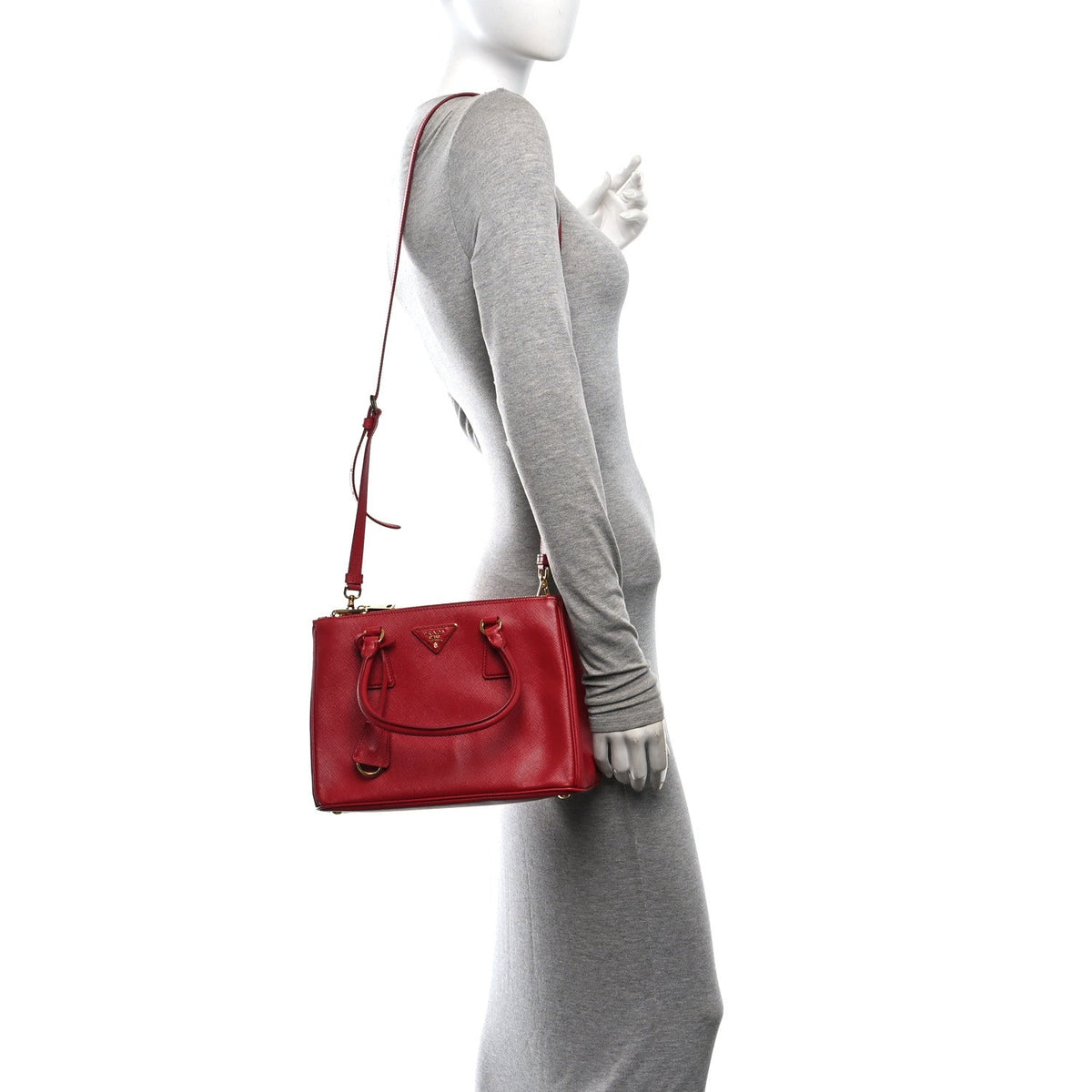 Saffiano Small Galleria Double Zip Tote Fuoco