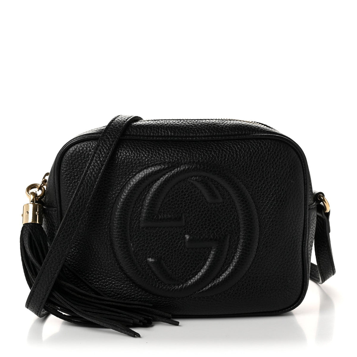 Pebbled Calfskin Small Soho Disco Bag Black