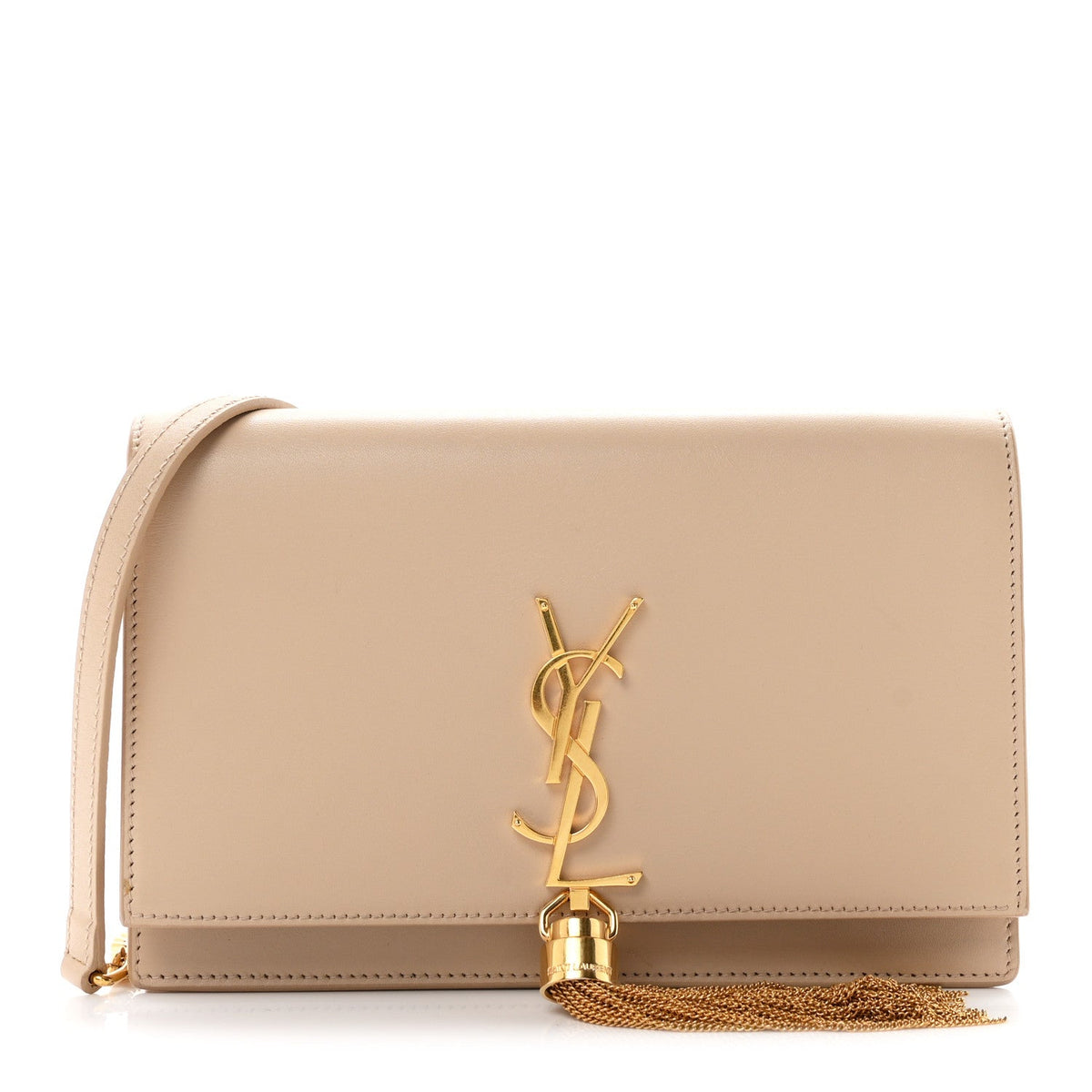 Smooth Calfskin Classic Monogram Kate Tassel Chain Wallet Nude Powder