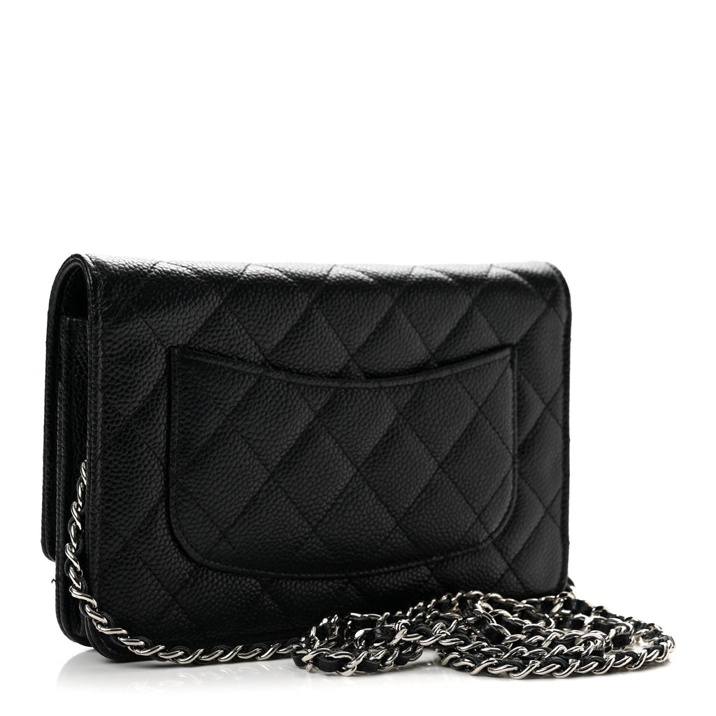 Caviar Quilted Wallet on Chain WOC Black