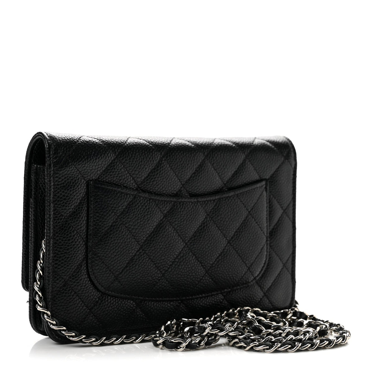 Caviar Quilted Wallet on Chain WOC Black