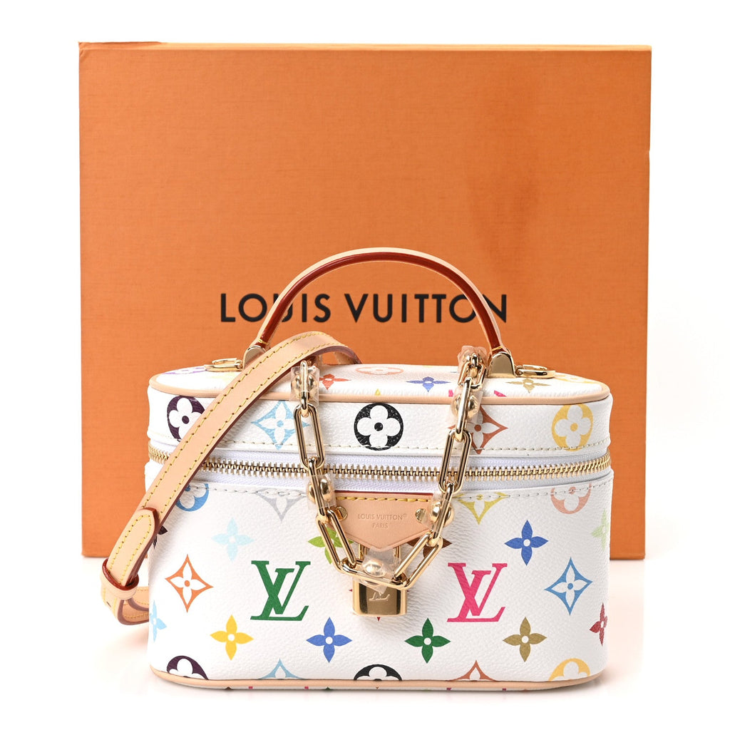 LV x TM Monogram Multicolor Vanity Chain Pouch White
