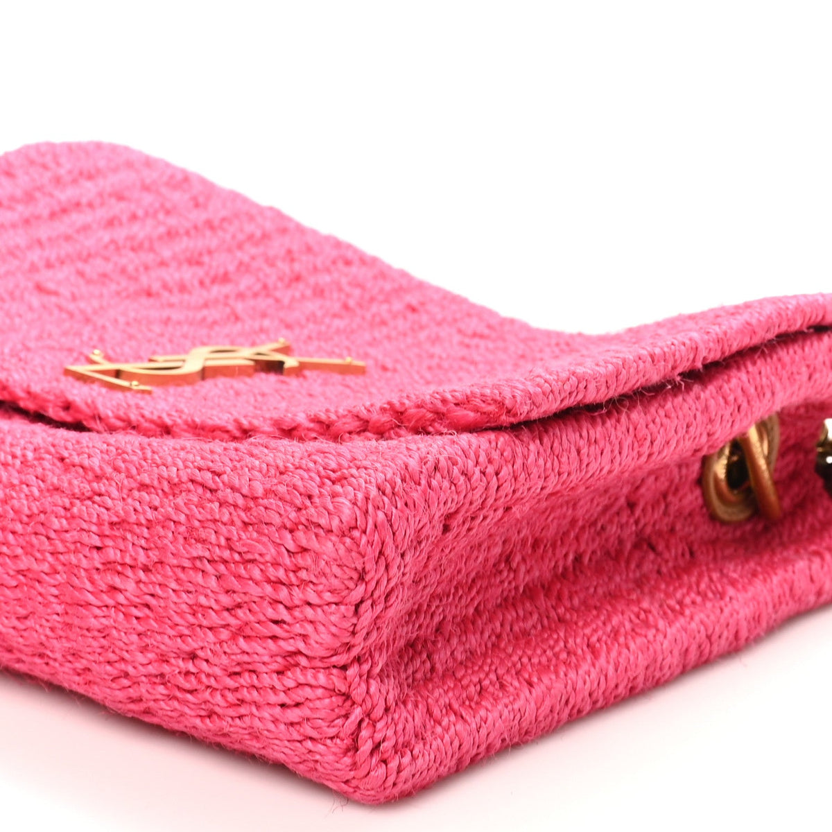 Raffia Medium Monogram Kate Satchel Pink Glow